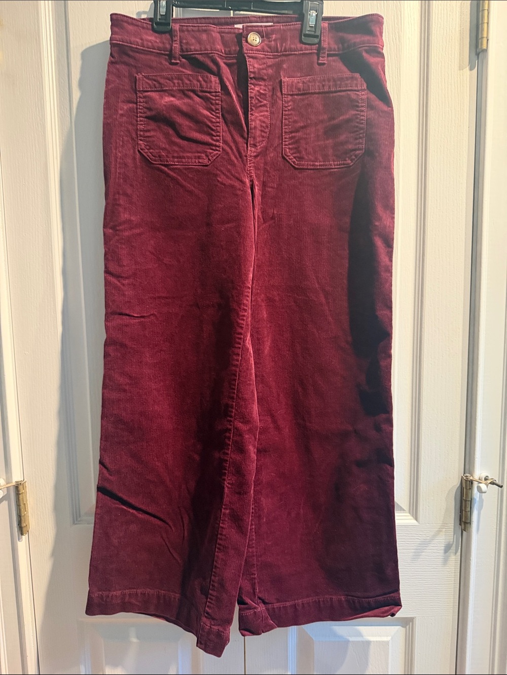 LOFT Women's High-Waist Wide-Leg Jeans in Burgundy
